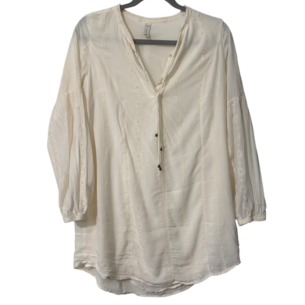 GF Collection Rayon cream boho blouse size Small